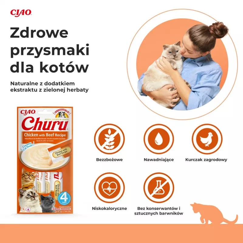 INABA Churu Chicken with Beef Recipe - Katzensnacks - 4x14 g