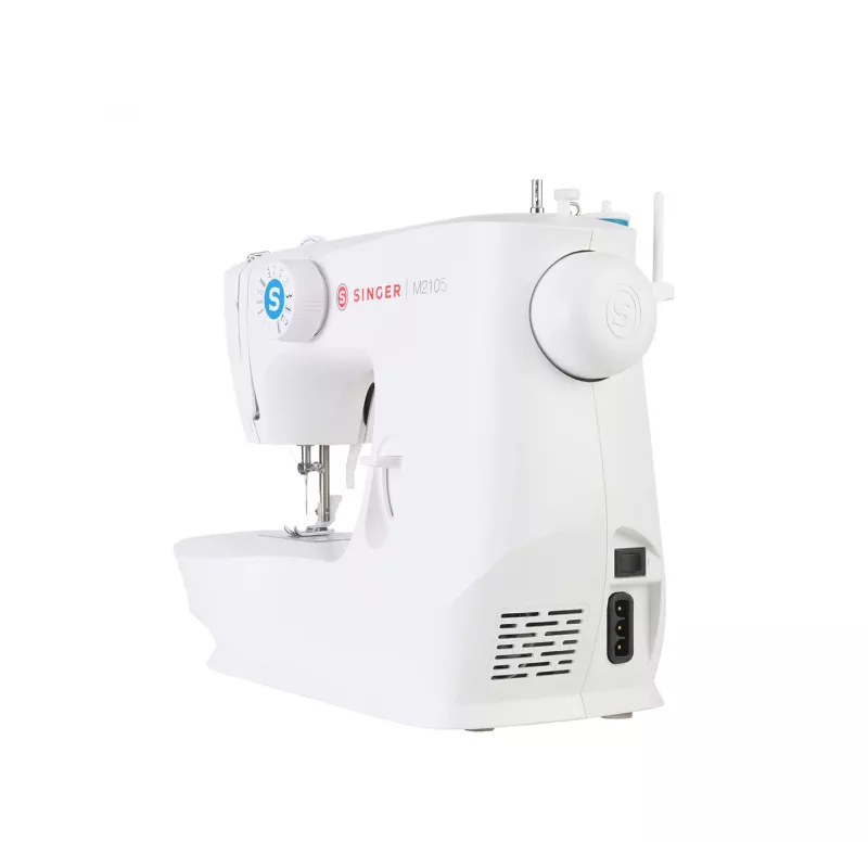 Halbautomatische Nähmaschine SINGER M2105 – 8 Stichmuster, 4-Schritt-Knopfloch, Freiarm, elektrisch, weiß