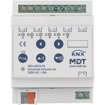 MDT Battery-0616.03 Universal-Aktor 6-fach 4TE REG 16A 230VAC 100µF 15EVG (Battery-0616.03)