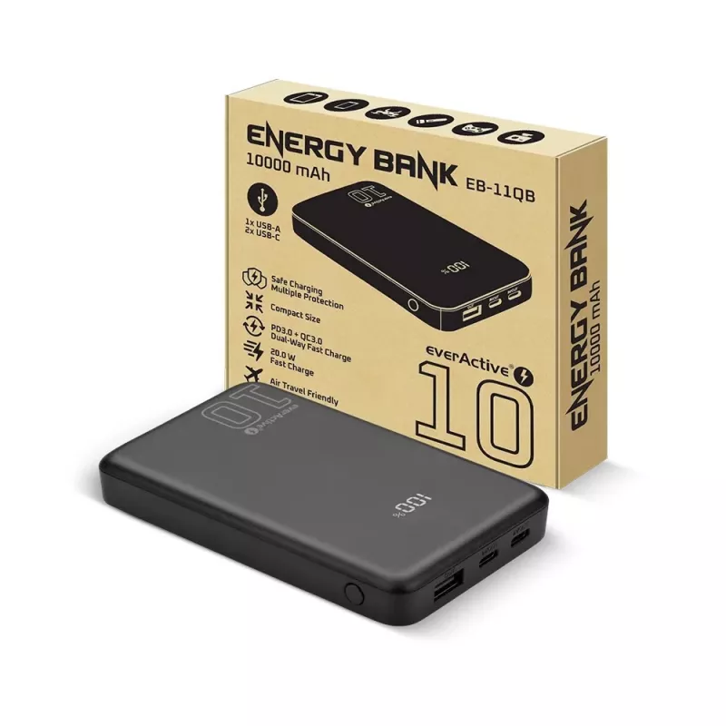 Tragbare Powerbank everActive EB-11QB 10.000 mAh, 2× USB-C 20W (QC4.0)