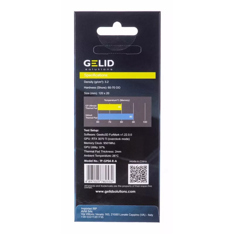 Wärmeleitpad Gelid TP-GP04-R-A 120×20×0,5 mm, Dichte 3,2 g/cm³, grau