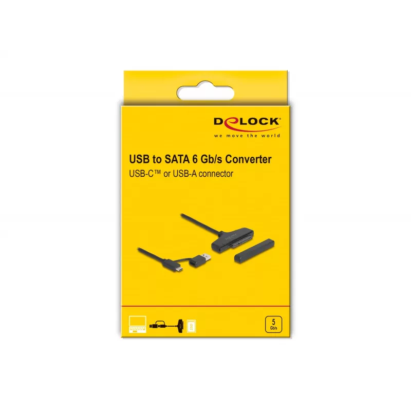 DeLOCK USB auf SATA Konverter 6 Gb/s USB Type-C Type-A 0,3m