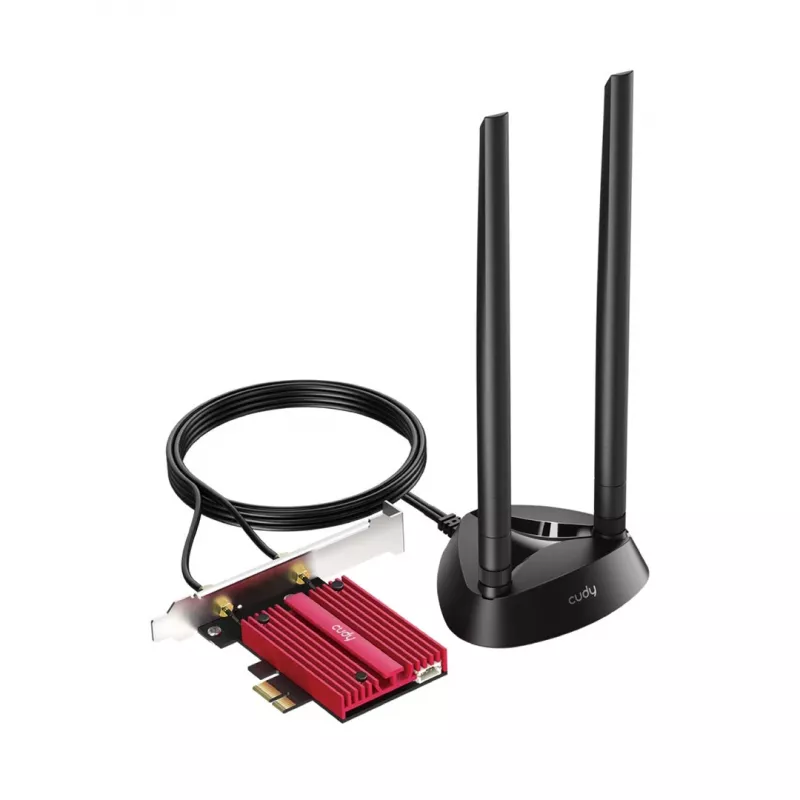 Interne WLAN Bluetooth Netzwerkkarte Cudy WE9300S PCIe, Wi‑Fi 7 (802.11be) Tri‑band 2.4/5/6 GHz, 5765 Mbit/s, Bluetooth 5.4, externe 2x2 Antenne