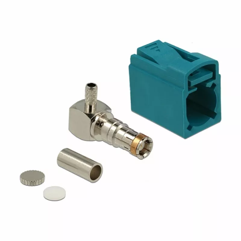 Koaxialstecker DELOCK 89723 — FAKRA Z Stecker, 90° abgewinkelt, 13,8×21,5×9,5 mm