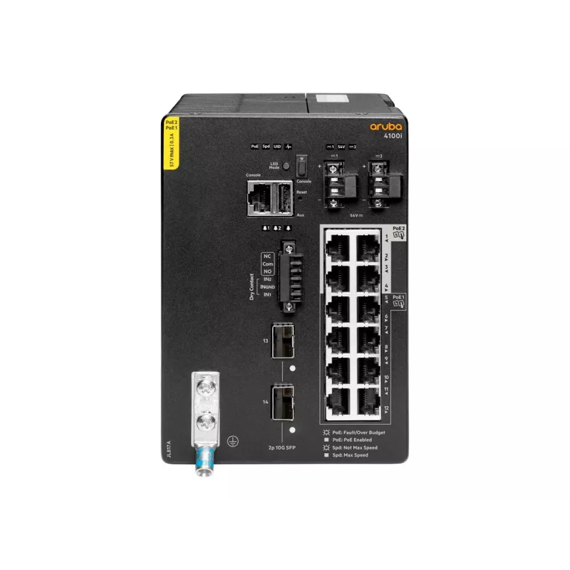 Hewlett Packard Enterprise HPE Aruba 4100i - Switch - 8 x 10/100/1000 (PoE Class 4) + 4 x 10/100/1000 (PoE Class 6) + 2 x SFP+ - DIN-Schienenmontage - PoE Class 4 / PoE Class