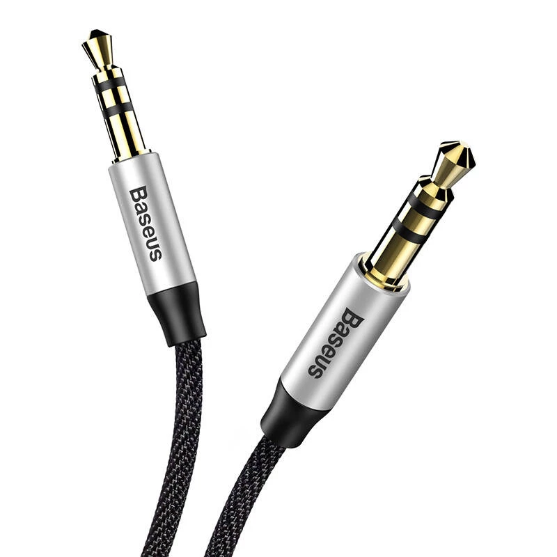 Baseus Yiven Audio-Kabel 3,5-mm-Klinkenstecker M30 1,5 m Silber + Schwarz