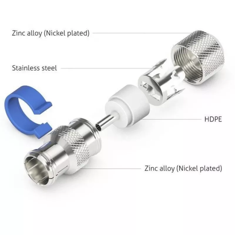 Easy-Installation-IEC/Koax-Dose (Silber/Blau, 6,5 - 8,0 mm)