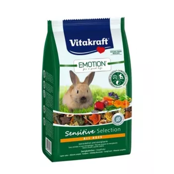 Trockenfutter für Kaninchen Vitakraft Emotion Sensitive 600 g — Alleinfuttermittel für ausgewachsene Kaninchen mit empfindlicher Verdauung, Gemüsegeschmack, 17% Rohfaser