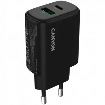 CANYON Ladegerät OnCharge 250 25W 1xPD 1xQC EU Schwarz