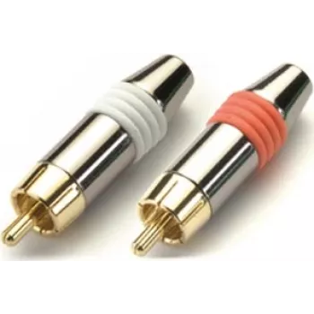 Cinch (RCA)-Steckerset Kindermann KIN 7489000212 — rote und weiße Audioanschlüsse