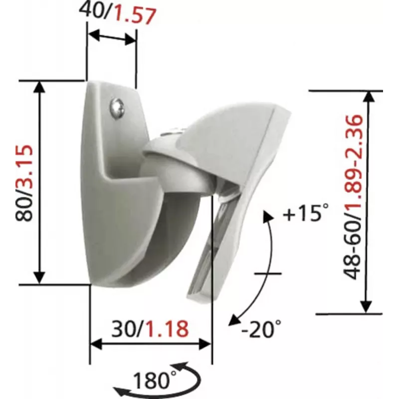 Vogels | Lautsprecherhalterung | VLB500 | Drehen, Neigen | Maximale Belastbarkeit 5 kg | Silber