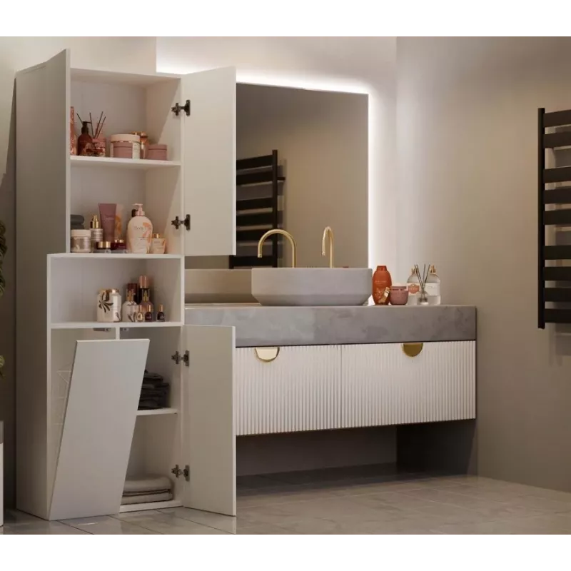 Badezimmerschrank Nel DK 1K Korb Kaschmirfarbe