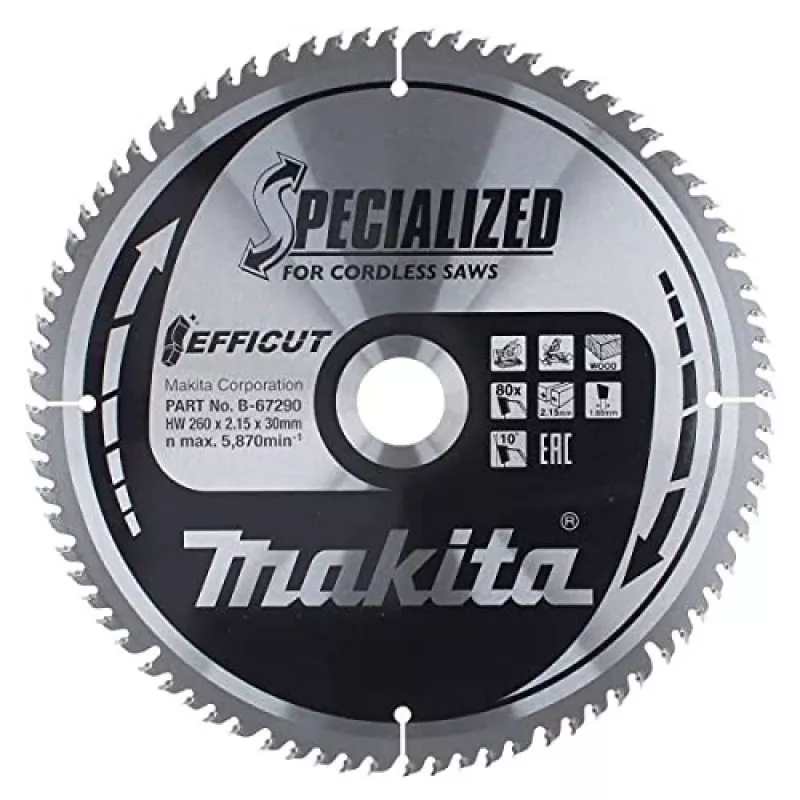 T.C.T.-Sägeblatt 260X2.15X30mm 10° T80 EFFICUT