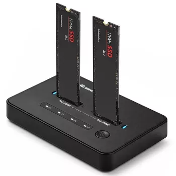 Dockingstation QOLTEC 52366 — dual M.2 NVMe PCIe SSD, USB-C 20Gb/s, unterstützt bis zu 2×8TB, Offline-Klonen