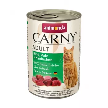 ANIMONDA Carny Adult Rind, Pute, Kaninchen - Nassfutter für Katzen - 400g