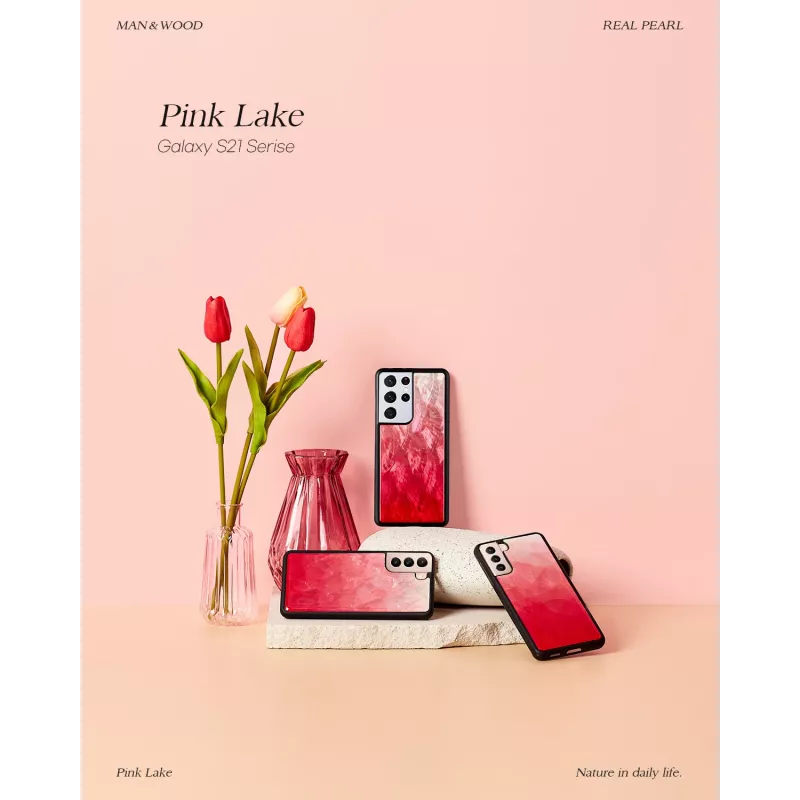 Handyhülle iKins für Samsung Galaxy S21 Ultra — Pink Lake Schwarz