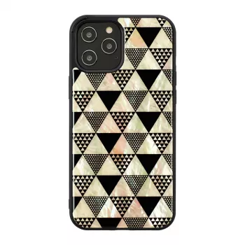 Schutzhülle iKins für Apple iPhone 12 / 12 Pro — Pyramidenmuster, schwarz