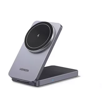 UGREEN kabelloses AC-Indoor-Ladegerät für Kopfhörer und Smartphones W528, grau, Kurzschluss- und Unterspannungsschutz