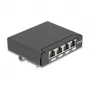 Patchfeld DELOCK Mini Desktop RJ45 4-Port Cat.6A geschirmt schwarz, Metall, 90×22×93 mm