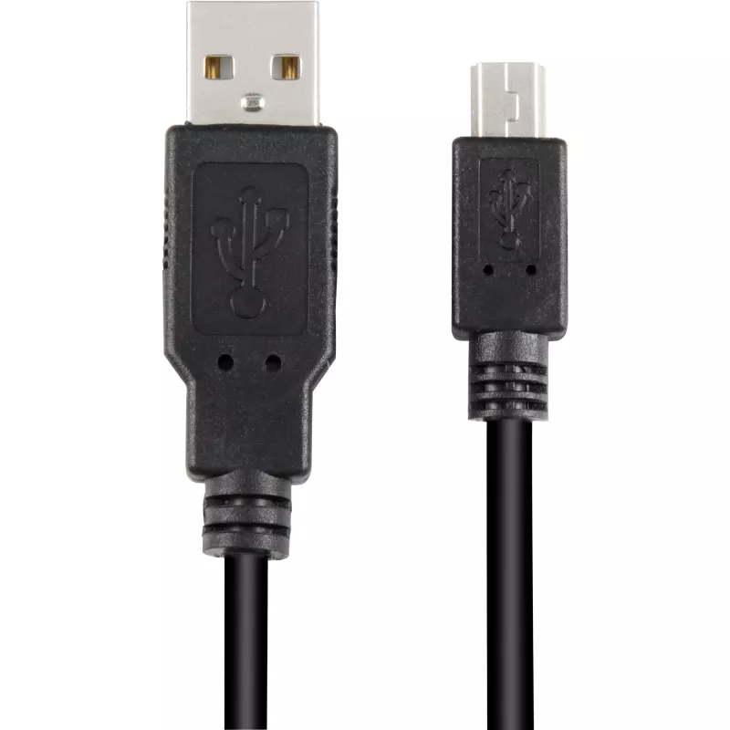 USB 2.0 Kabel, USB-A Stecker > Mini-USB Stecker (schwarz, 0,5 Meter, doppelt geschirmt)