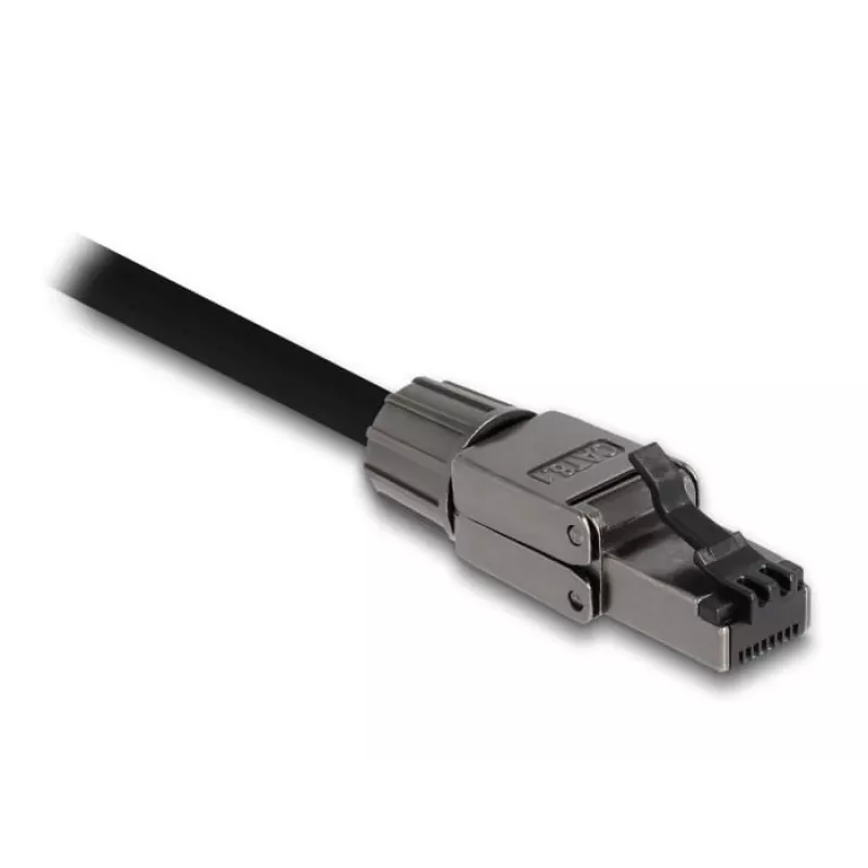 Netzwerkkabel DeLOCK RJ45 Stecker Cat.8.1 STP werkzeugfrei Schwarz