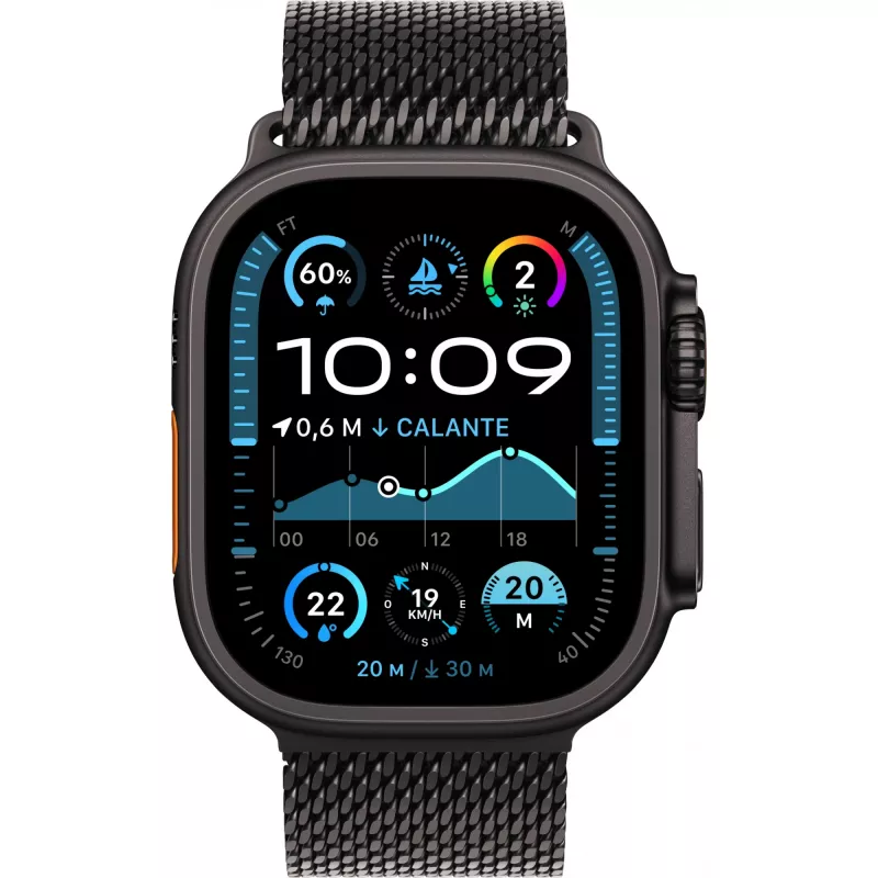 APPLE Watch Ultra 2 GPS + Cellular 49mm Black Titanium Gehäuse mit Black Titanium Milanese Loop - L