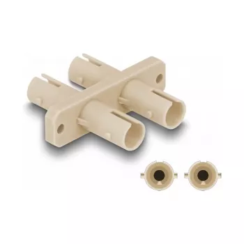 DeLOCK Glasfaser-Koppler ST Duplex Buchse auf ST Duplex Buchse beige