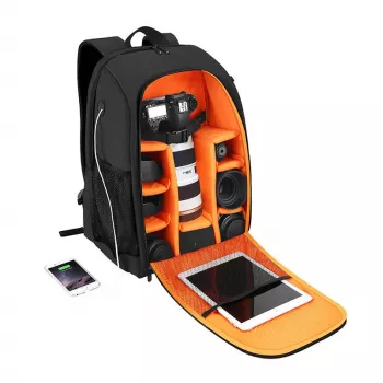 Rucksack Puluz PU5011B wasserdicht schwarz – Kameratasche/Zubehörtasche, kompakter Schutzrucksack
