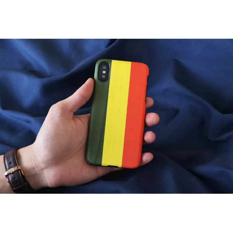 Smartphone-Hülle man and wood für iPhone X/XS — Reggae Schwarz, schützende Hartschalen-Rückabdeckung