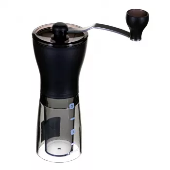 Kaffeemühle HARIO MSS-1DTB — elektrische Mühle, schwarz, fein mahlen, integrierter Spender