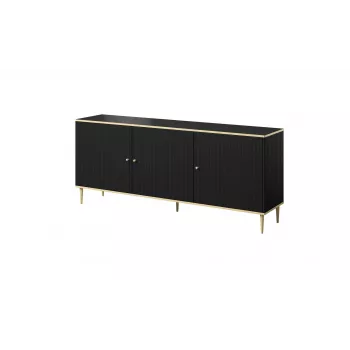 GLAMOUR Kommode 180x40x75,5 cm, schwarz matt + gold