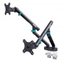Monitorhalterung DIGITUS Dual-Design für 2 × 35-Zoll-Bildschirme, Klemme, 2 × 10 kg, VESA 75×75–100×100, Neigung -45–90°