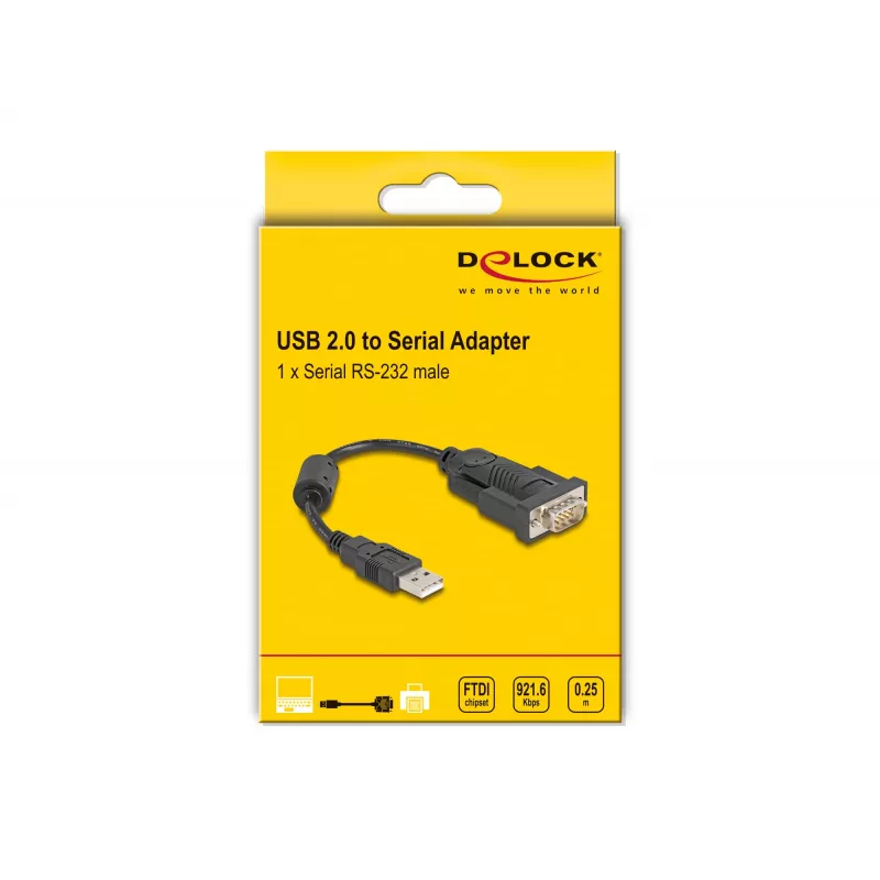 DeLOCK 61549 Serielles Kabel Schwarz 0,25 m USB Typ-A RS-232