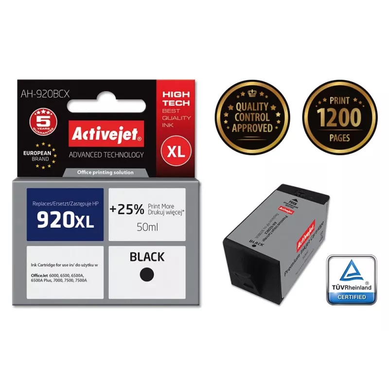 Activejet AH-920BCX Tinte (Ersatz für HP 920XL CD975AE; Premium; 50 ml; Schwarz)