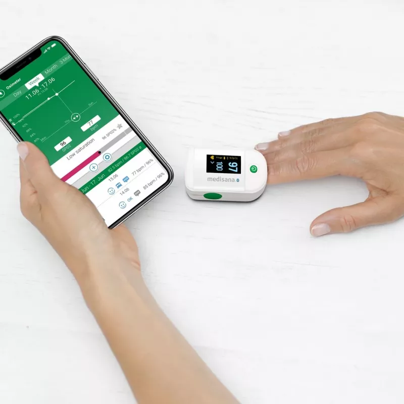 Medisana PM 100 Connect Pulsoximeter, grau/weiß