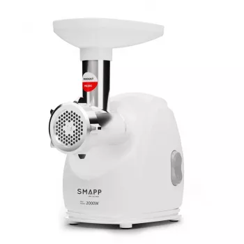 Elektrischer Haushaltsfleischwolf SMAPP 489.8 — 2000 W, 3 Lochscheiben (2,7 / 8 mm), rutschfeste Füße, grau