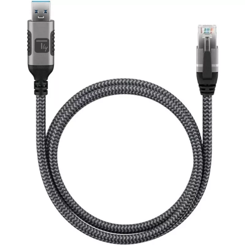 Techly ICOC U3A-RJ45-010 Netzwerkkabel Schwarz, Silber 1 m Cat6 F/UTP (FTP)