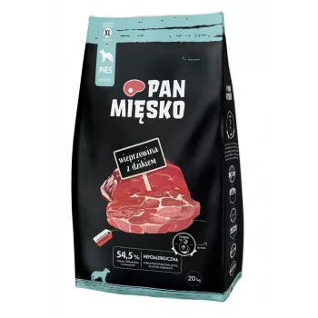PAN MIĘSKO Schweinefleisch mit Wildschwein (erwachsen) Knabberstücke XL - Trockenfutter für Hunde - 20kg