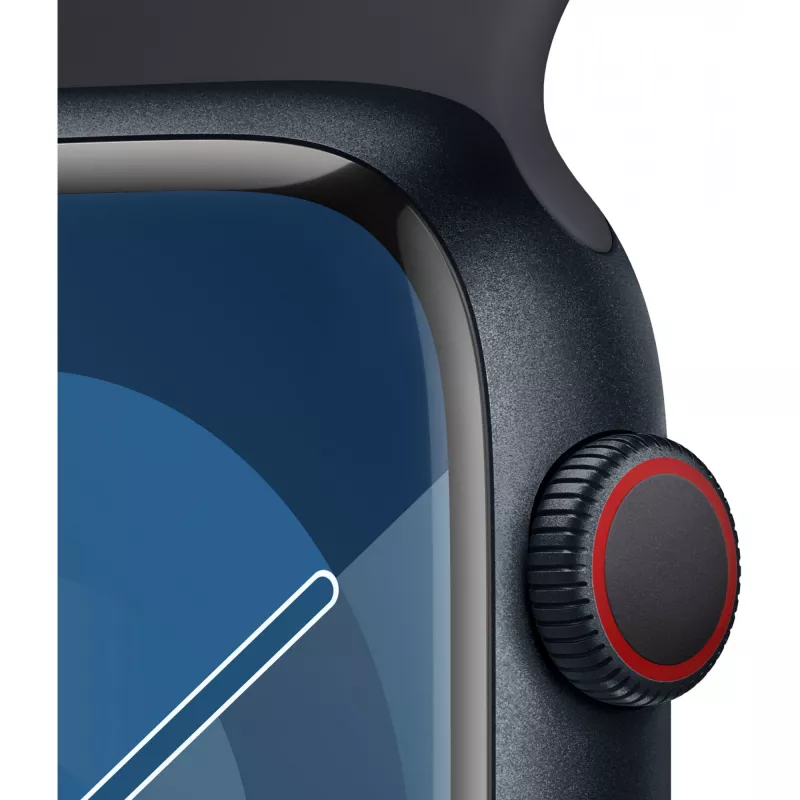 APPLE Watch Series 9 GPS + Cellular 45 mm Mitternacht Aluminiumgehäuse mit mitternachtfarbenem Sportarmband – M/L (MRMD3QF/A)