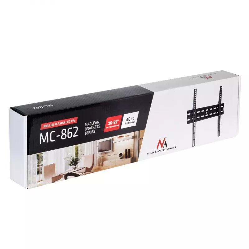 MACLEAN BRACKETS MC-862 Original Extra Stabil Verstellbar Einfache Montage TV-Halterung 26-55 40kg Universal Schwarz max Vesa 400x400