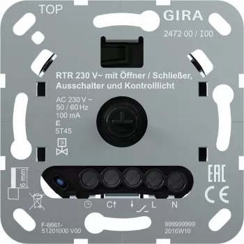 Raumtemperaturregler Gira 247200, 230 V, Öffnungs-/Schließantrieb