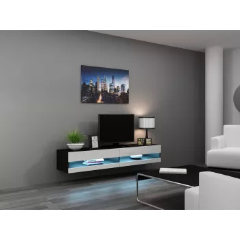 TV-Ständer cama meble VIGO NEW 30/180/40, 1800×400×300 mm, schwarze Oberplatte, Spanplattenrahmen