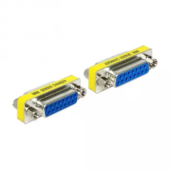 Gender-Changer-Kabel DELOCK Sub-D 15 (Buchse-auf-Buchse), blau/silber, Modell 65480