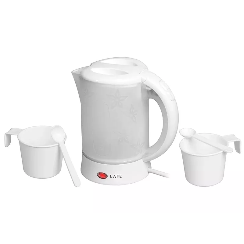 Elektrischer Wasserkocher LAFE LAFCZA45865, Edelstahl, 0,6 L, 600 W, hellgrau, klappbarer Verriegelungsdeckel
