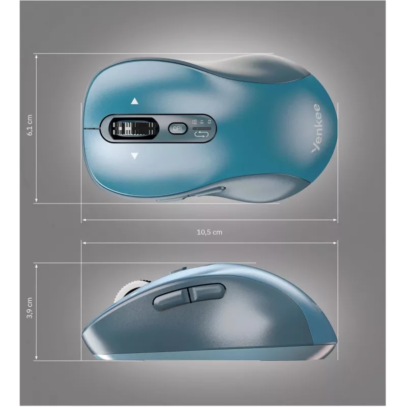 Kabellose Maus YENKEE YMS2010BE Dual-Mode ergonomisch, 2,4 GHz USB-Empfänger + Bluetooth 5.1, 4-stufig DPI 1000–3200, 6 Tasten