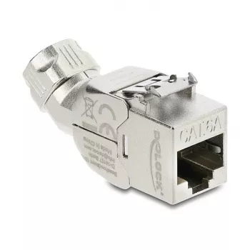 DELOCK Keystone-Modul RJ45-Buchse zu LSA Cat.6A werkzeugfrei 45° abgewinkelt geschirmt mit Metallverrastung