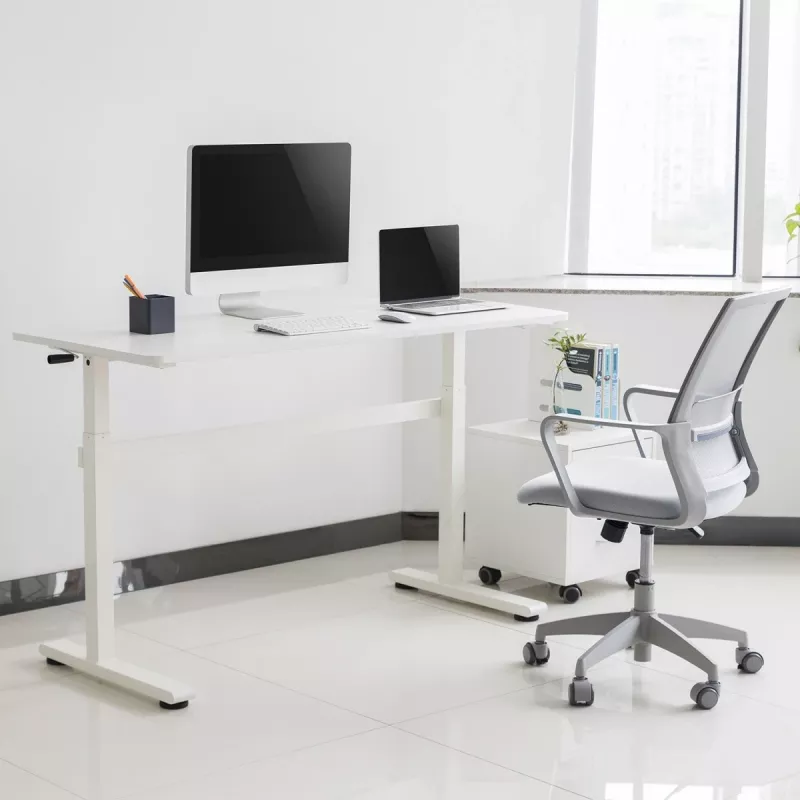 Manuell höhenverstellbarer Schreibtisch Ergo Office, max. 40 kg, max. Höhe 117 cm, mit Tischplatte für Arbeiten im Stehen und Sitzen, ER-401 W