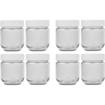 Joghurtbereiter Ersatzgläser-Set JG 8, Glas transparent/Weiß, 8-teilig