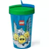 Room Copenhagen LEGO Trinkbecher mit Strohhalm Iconic Boy Hellblau (blau/grün, 500 ml)