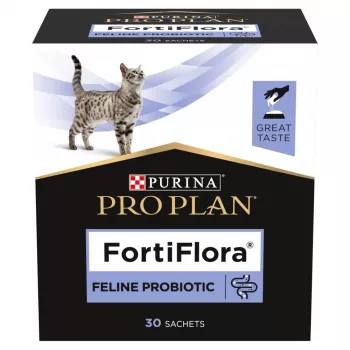 Probiotisches Ergänzungsmittel Purina Pro Plan FortiFlora 30 x 1 g Beutel für Katzen — Pulver, unterstützt Darmflora und Immunsystem